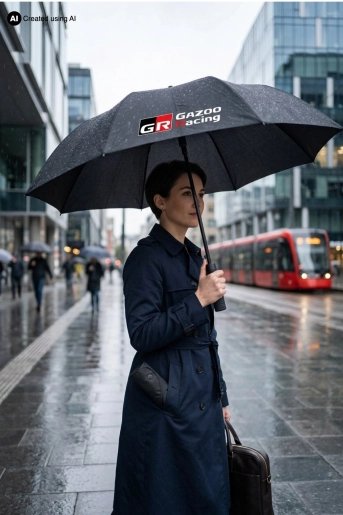GR Pocket Tyre Umbrella – black umbrella with GR logo (2)